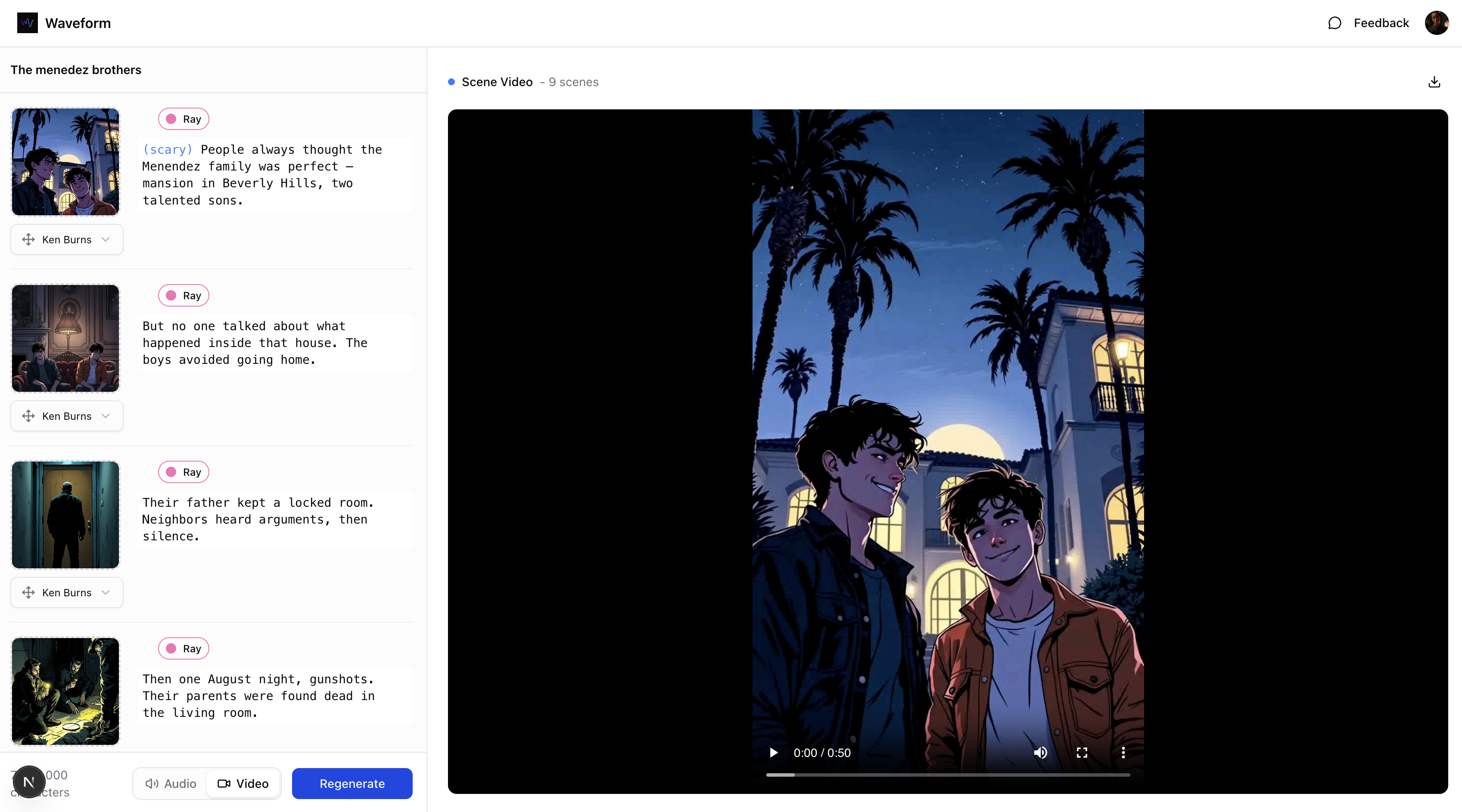 Waveform video editor demo
